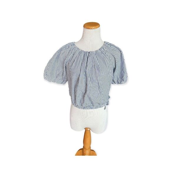 NWT Womens Free Assembly Pinstriped Short Sleeve Bubble Top - Sz XS - Picture 4 of 4